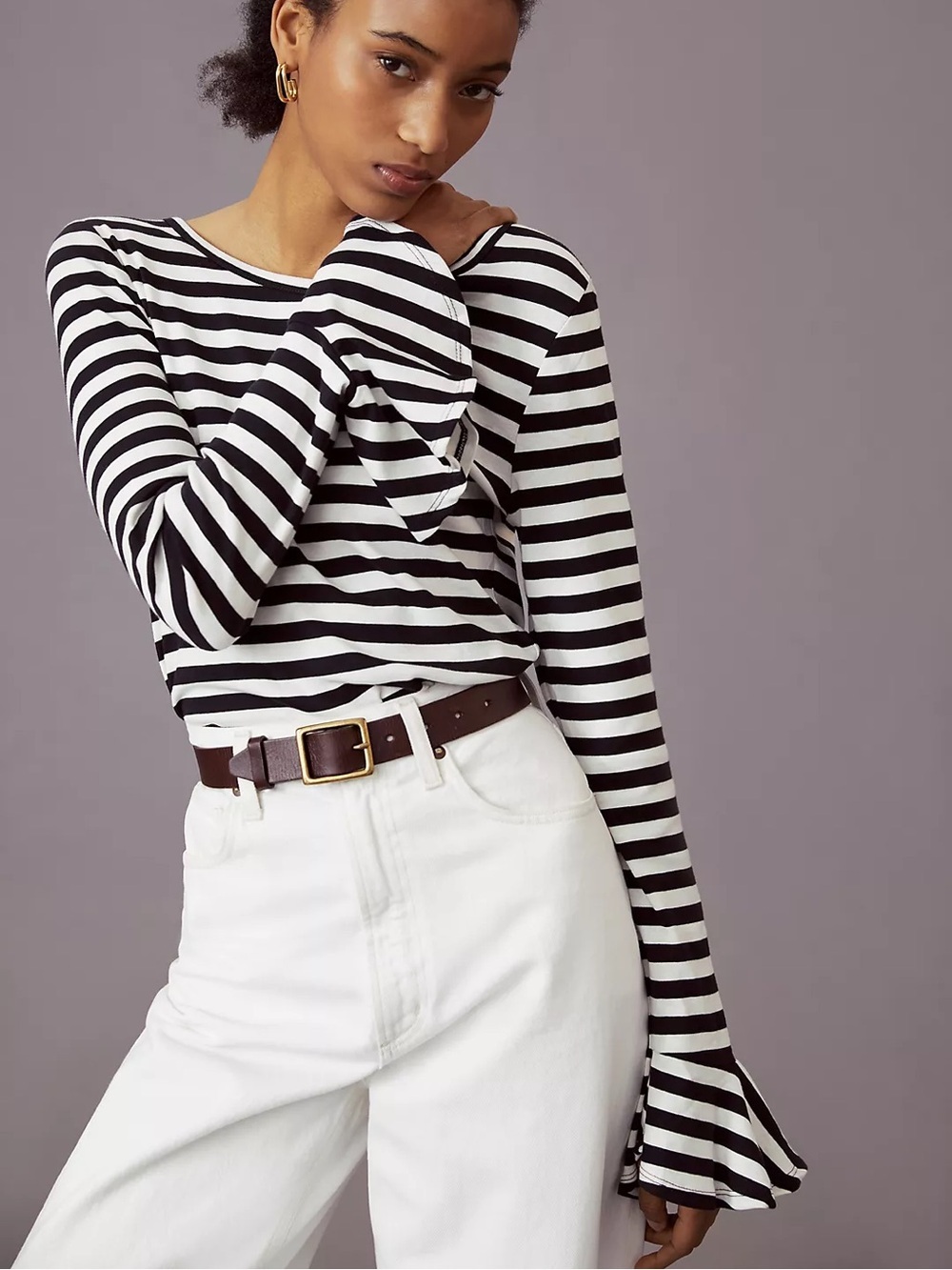 Maeve by Anthropologie Striped Flouncy Top